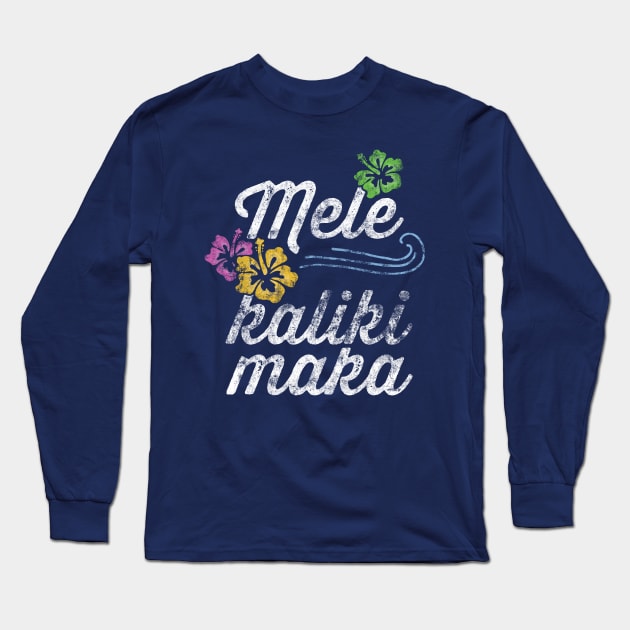 Vintage Mele Kalikimaka Hawaiian Matching Family Christmas Long Sleeve T-Shirt by 14thFloorApparel
